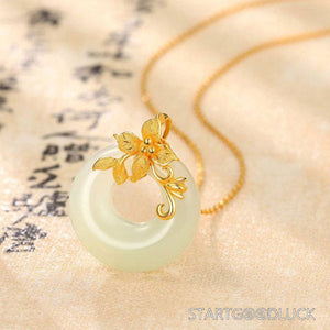 Gold-Inlaid Jade Peace-Buckle Necklace | Best Jade Necklace for Women - StartGoodLuck