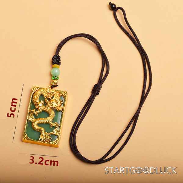 Gold - Plated Dragon Necklace - Traditional Lucky Charm Jewelry For Men