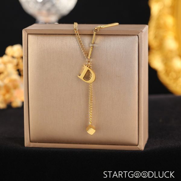 Gold Initial Necklace - Y - Shaped Letter Pendant for Women, Fashion Accessory