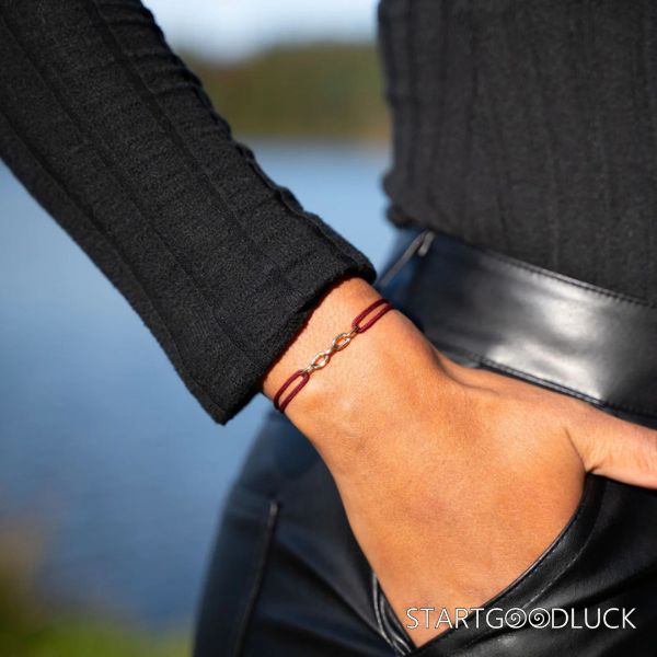 Gold Minimalist Bracelet - Red string cord with Gold Chain
