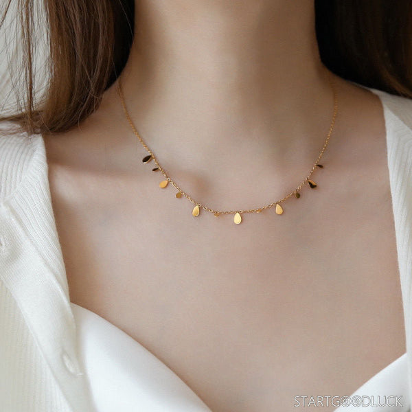 Gold Cable Chain Necklace - Tiny Multi Charm Necklace Geometric Pendant Minimalist Jewelry