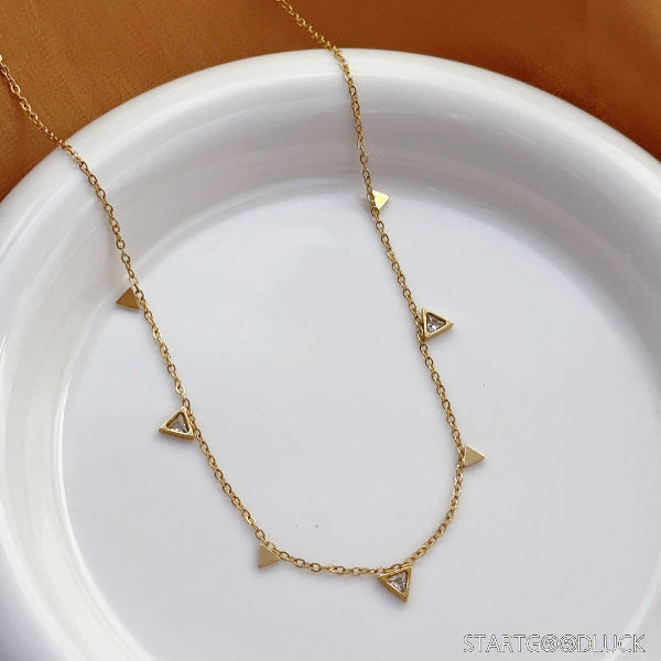 Gold Cable Chain Necklace - Tiny Multi Charm Necklace Geometric Pendant Minimalist Jewelry