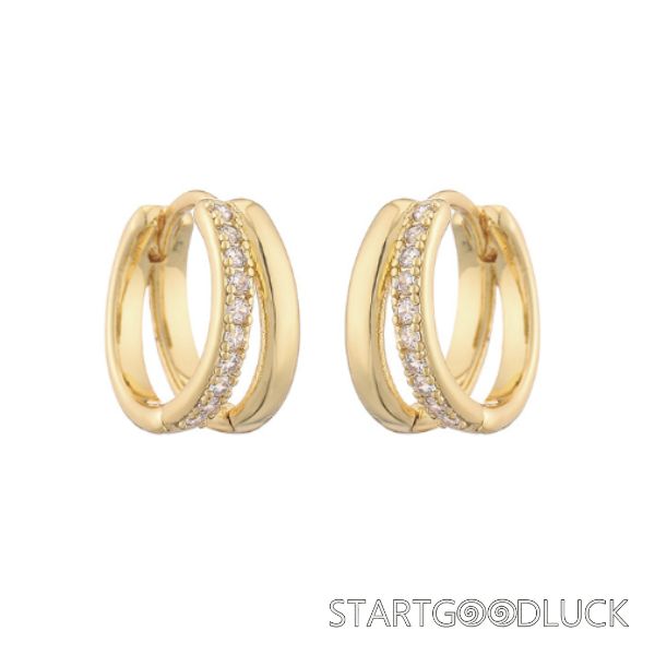 Gold Earrings Double Hoop | Silver Earrings Double Hoop | Diamond Hoop Earrings