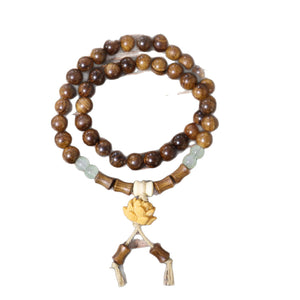 Gold Sandalwood  8mm Double Circle Health and Positivity Bracelet