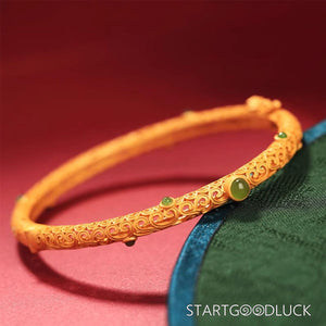 Golden Cloud-Patterned Ruyi Bracelet | Auspicious Meaning Golden Bangle - StartGoodLuck
