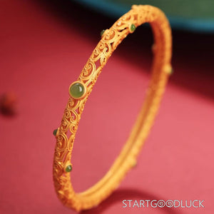 Golden Cloud-Patterned Ruyi Bracelet | Auspicious Meaning Golden Bangle - StartGoodLuck