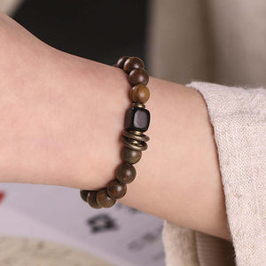 Green Sandalwood Bracelet Retro Buddhist Zen Harmony