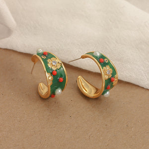 Green_enamel_freshwater_pearl_National_style_prosperity_guardianship_Earrings