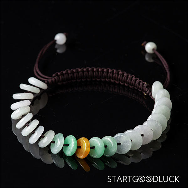 Hand - Braided Natural Jadeite Peace Buckle Bracelet | Adjustable Wristband