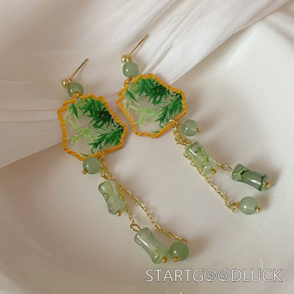 Hanfu Earrings | Chinese Style Bamboo Ink And Wash Drawing Earrings |  Elegant Accessories