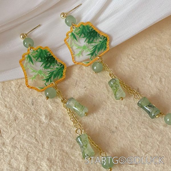 Hanfu Earrings | Chinese Style Bamboo Ink And Wash Drawing Earrings |  Elegant Accessories