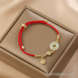 Hetian Jade Peace Buckle Red String Bracelet | A gift of Love and Blessings for Your Partner - StartGoodLuck