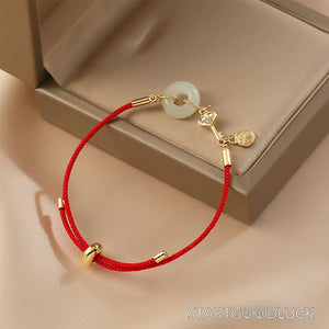 Hetian Jade Peace Buckle Red String Bracelet | A gift of Love and Blessings for Your Partner - StartGoodLuck