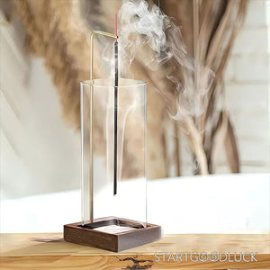 Incense Inverted Burner - Aesthetic Glass & Wood Design | Incense Burner - StartGoodLuck
