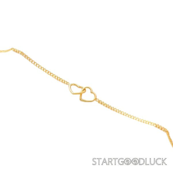 Interlocking Heart Bracelet | 14k Gold Heart Bracelet | Best Couple Gift