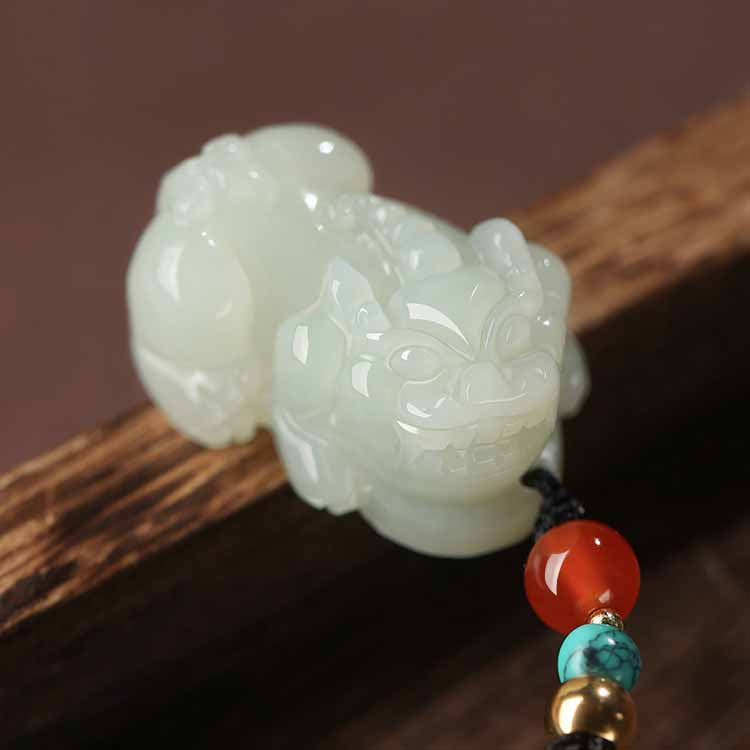 Jade Pixiu Necklace - Hetian jade pixiu amulet necklace