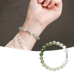 Jade Bead Bracelet - Chinese Good Luck Gradient Green Gemstone Jewelry