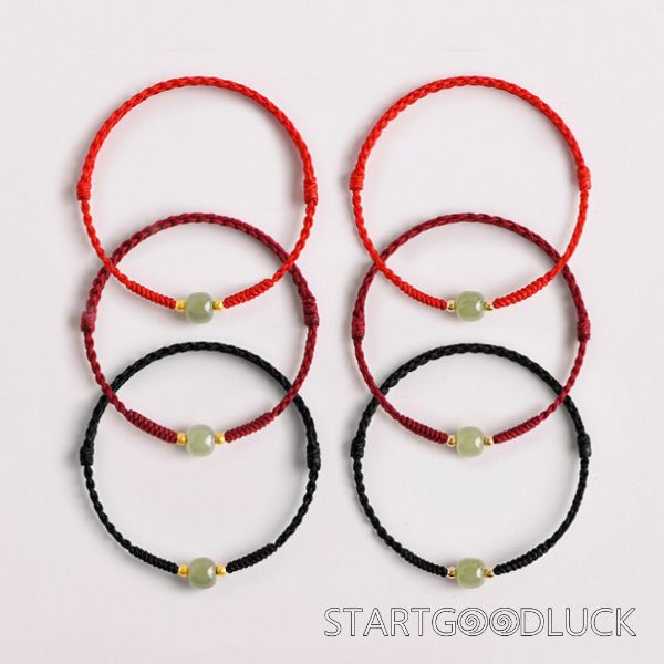 Jade Bead Red String Bracelet | 3 Colors Bracelet-Red-Wine Red-Black