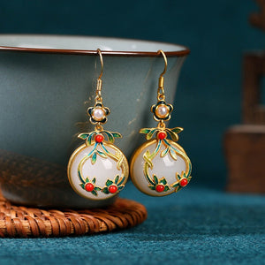 Jade Flower 925 Silver Needle Niche Design Balance and Harmony Earrings