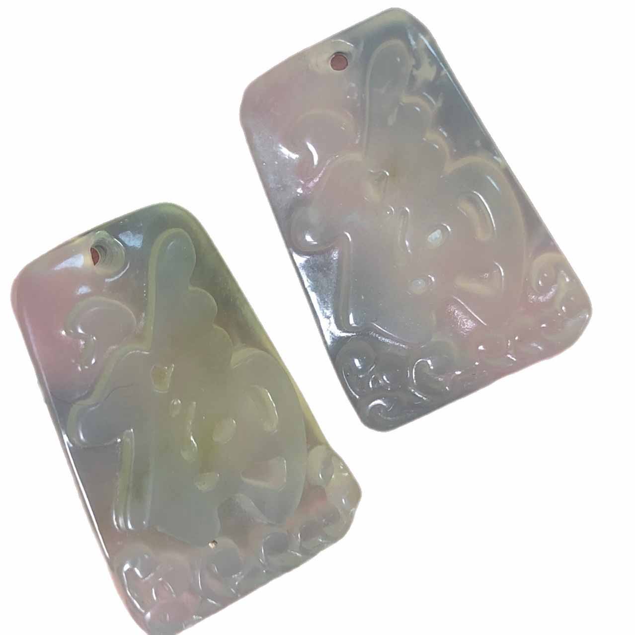 Jade blessing Pendant - White Jadeite Fu Character Pendant