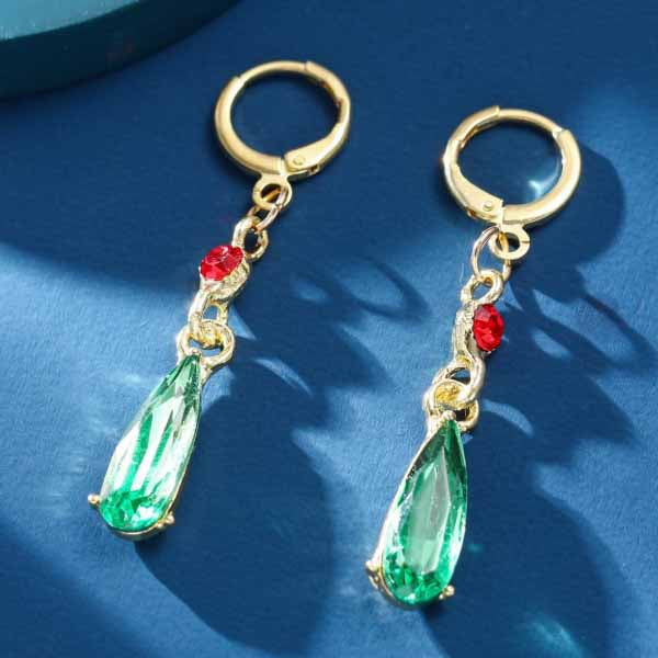 Lake Blue Crystal Teardrop Earring | Gold Plating Hoop Earrings | Stylish Accessories