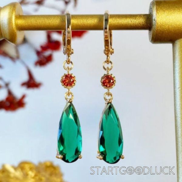 Lake Blue Crystal Teardrop Earring | Gold Plating Hoop Earrings | Stylish Accessories