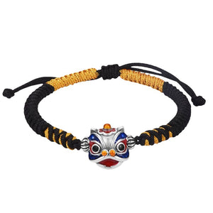 Lion Head Bracelet with Adjustable black string without background