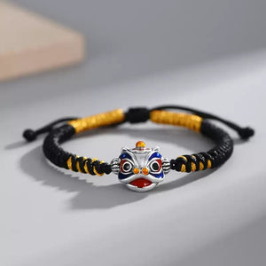 Lion Head Bracelet with Adjustable black string