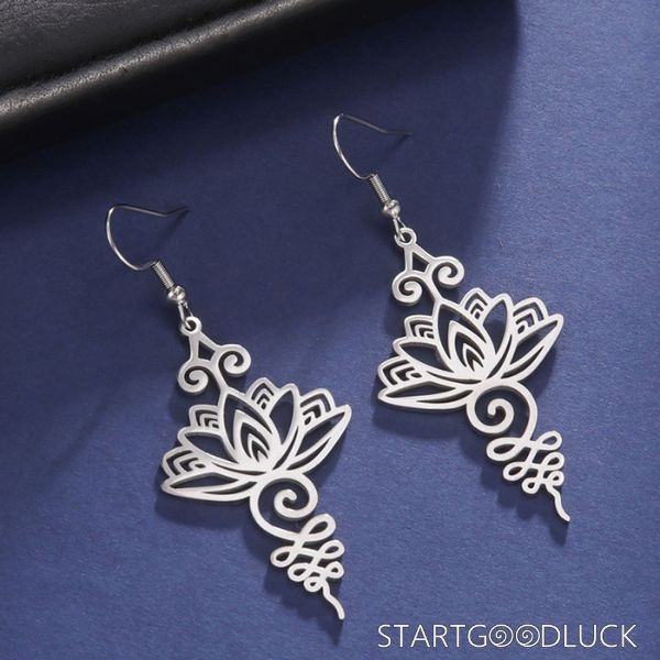 Lotus Dangle Earrings - Gold/Silver lotus Filigree Minimalist Jewelry