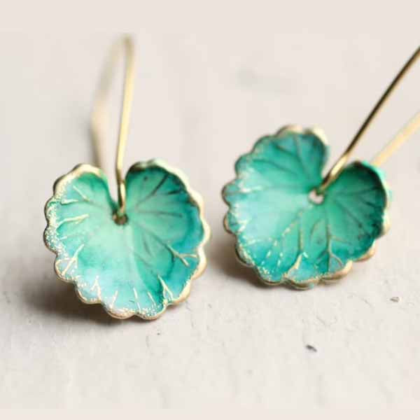 Lotus Leaf Earrings | Retro Fashion Accessories | Handmade Chinese Style Earrings