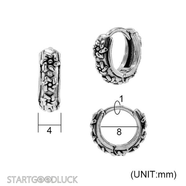 Mens Earrings -  Chunky Hoop Earrings For Men Vintage Pattern Hoop