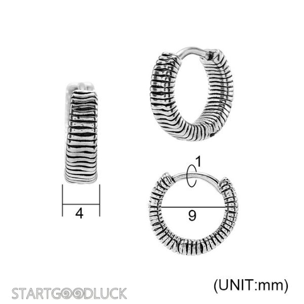 Mens Earrings -  Chunky Hoop Earrings For Men Vintage Pattern Hoop