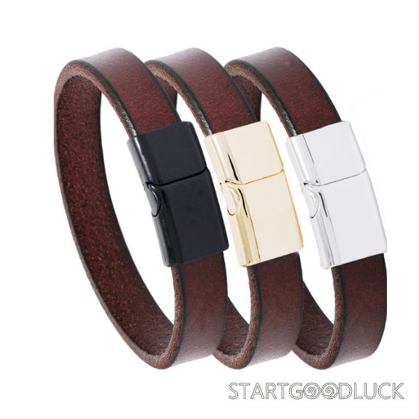 Men's Leather Cuff Bracelets | Simple Casual Style Bracelet