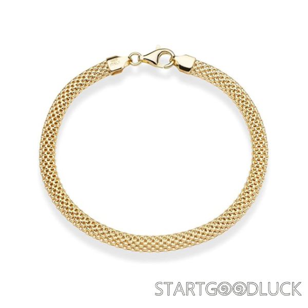 Mesh Link Chain Bracelet for Women | 18K Gold Plated 925 Sterling Silver Bracelet