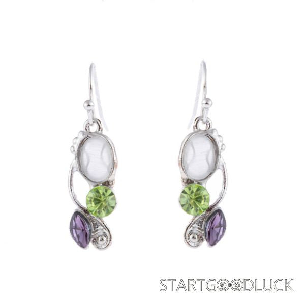 Moonstone Earrings | Colorful Zircon Earrings | Handmade Sterling Sliver Earrings | Peridot & Amethyst