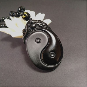Natural Blcak Obsidian Courage and Strength Necklace