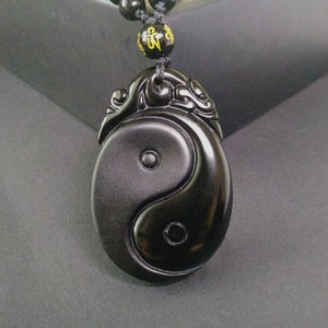 Natural Blcak Obsidian Courage and Strength Necklace