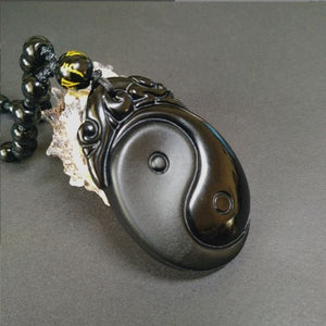 Natural Blcak Obsidian Courage and Strength Necklace