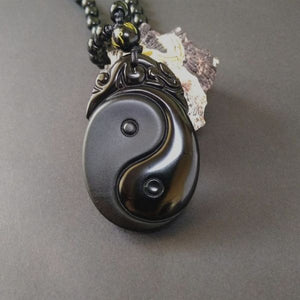 Natural Blcak Obsidian Courage and Strength Necklace
