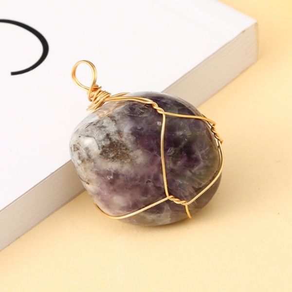 Natural  Crystal with Copper Enwind Balance and Harmony Necklace
