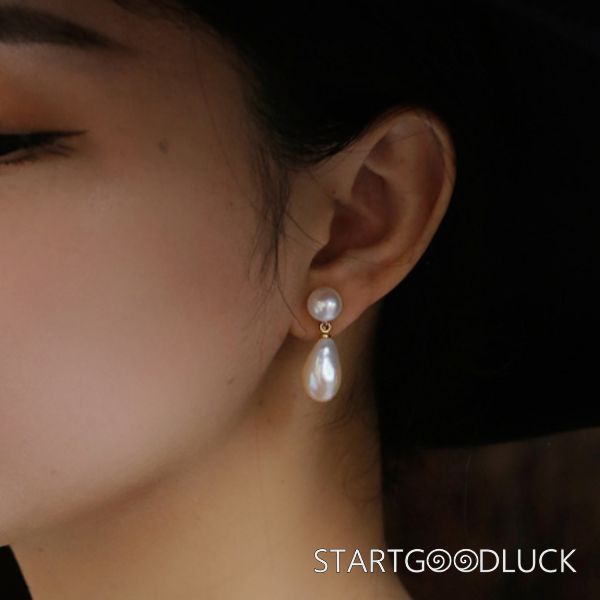 Natural Fresh Water Pearl Earrings | Double Pearl Ear Clip & Earrings | Minimalist Outfits