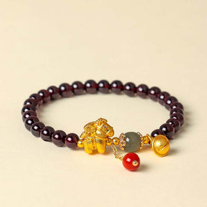 Natural Garnet Beaded Courage and Strength Bracelet