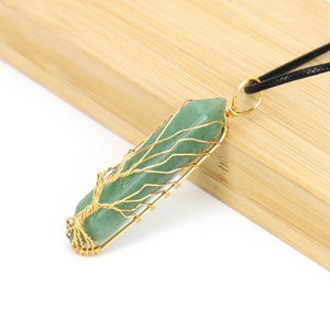 Natural Hexagonal Tree Of Life Crystal Courage Harmony Necklace