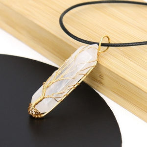 Natural Hexagonal Tree Of Life Crystal Courage Harmony Necklace