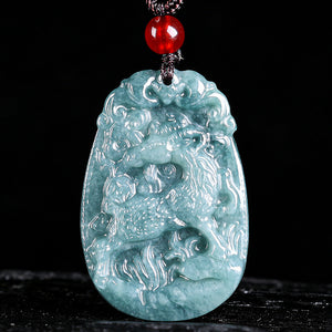 Natural Jade Blue Water 12 Zodiac Pendant Courage and Strength Necklace