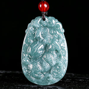 Natural Jade Blue Water 12 Zodiac Pendant Courage and Strength Necklace