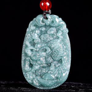 Natural Jade Blue Water 12 Zodiac Pendant Courage and Strength Necklace