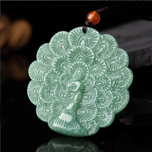 Natural Jade Peacock Pattern Balance and Harmony Necklace