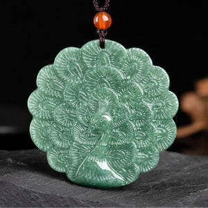 Natural Jade Peacock Pattern Balance and Harmony Necklace