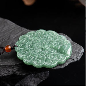 Natural Jade Peacock Pattern Balance and Harmony Necklace